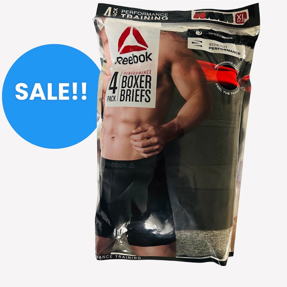 Reebok Men's Underwear - Performance Boxer Briefs with Fly Pouch (4 Pack)